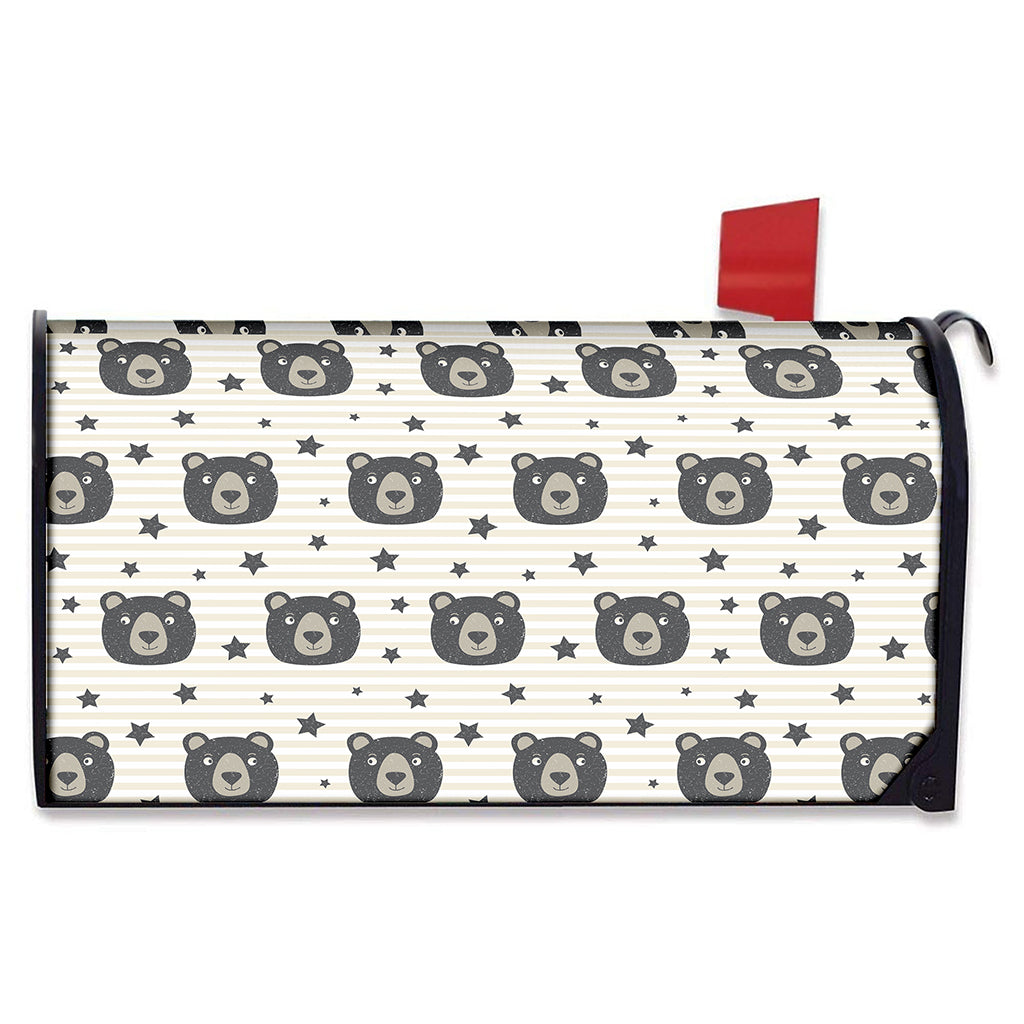Cute Black Bear Pattern Print Mailbox Cover