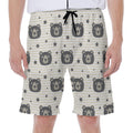 Cute Black Bear Pattern Print Men's Beach Shorts