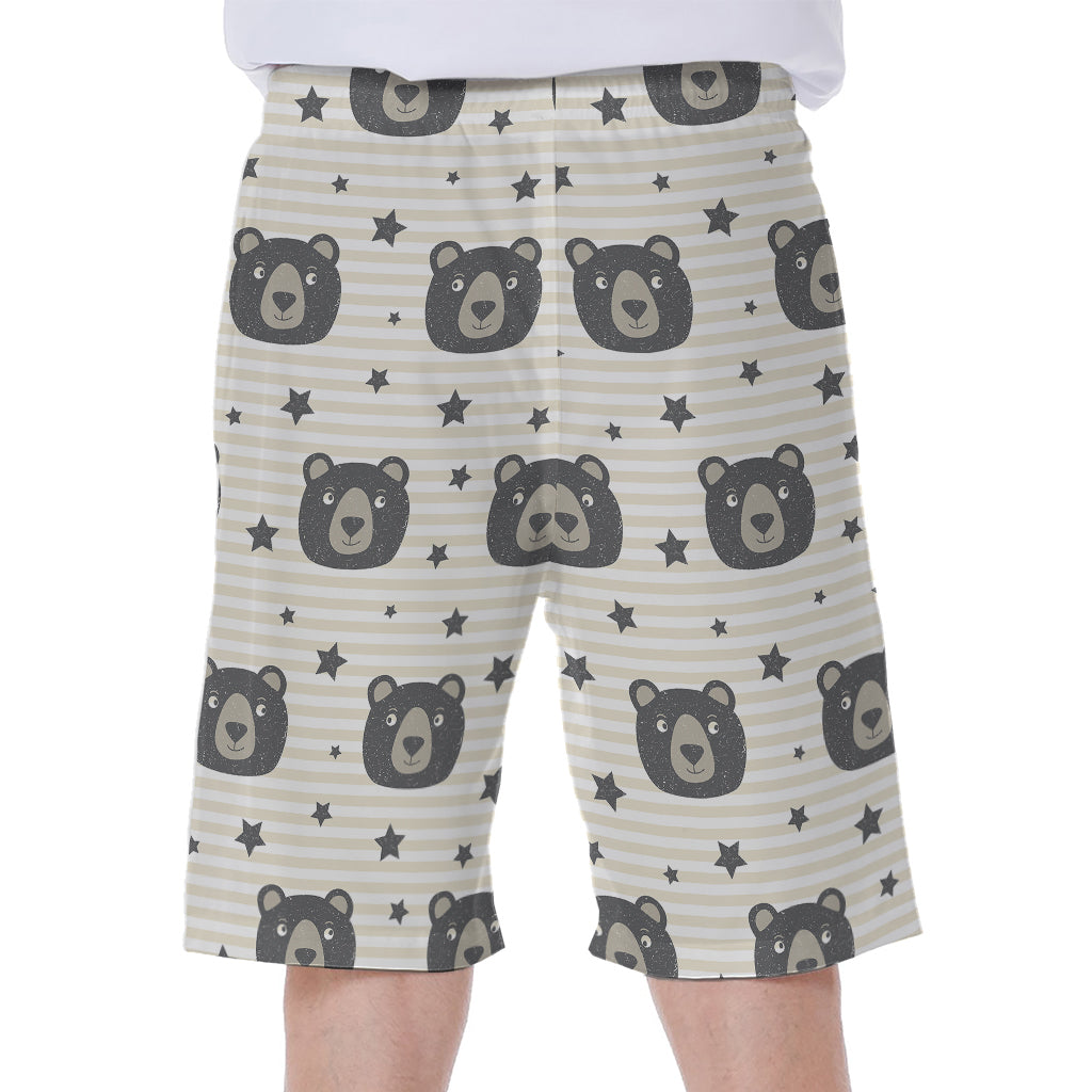 Cute Black Bear Pattern Print Men's Beach Shorts