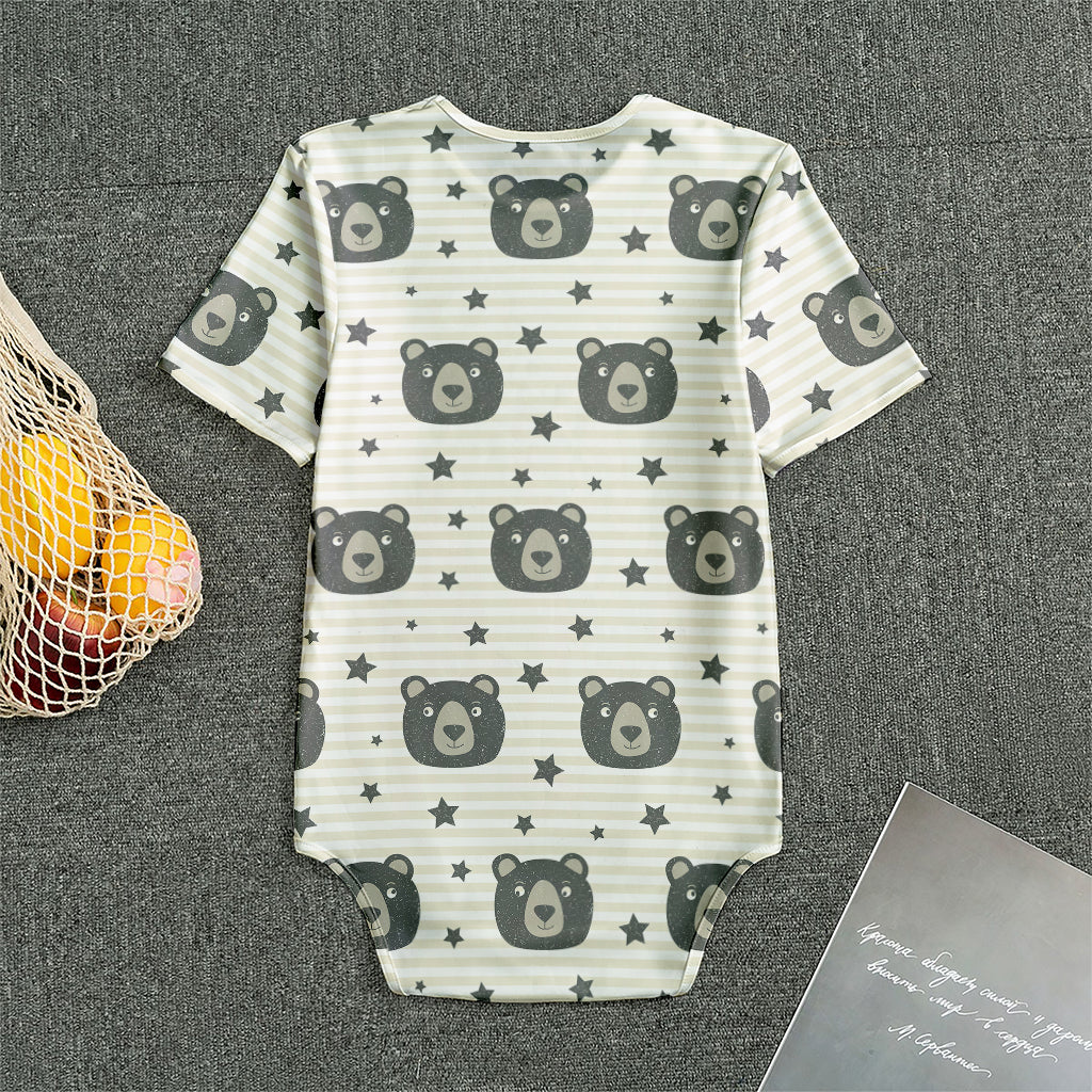 Cute Black Bear Pattern Print Men's Bodysuit