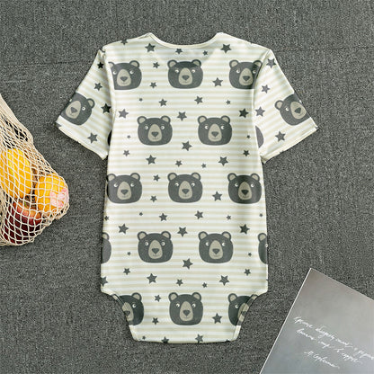 Cute Black Bear Pattern Print Men's Bodysuit
