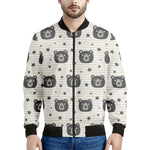 Cute Black Bear Pattern Print Men's Bomber Jacket