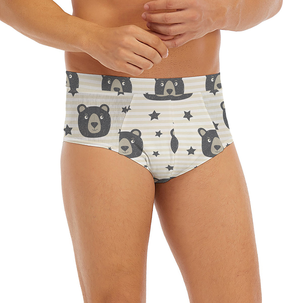 Cute Black Bear Pattern Print Men's Briefs