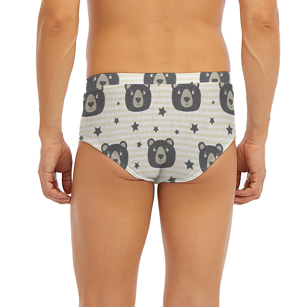 Cute Black Bear Pattern Print Men's Briefs