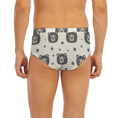 Cute Black Bear Pattern Print Men's Briefs