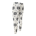 Cute Black Bear Pattern Print Men's Compression Pants