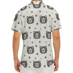 Cute Black Bear Pattern Print Men's Deep V-Neck Shirt