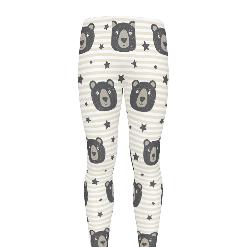 Cute Black Bear Pattern Print Men's leggings