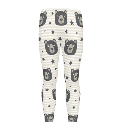 Cute Black Bear Pattern Print Men's leggings