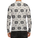 Cute Black Bear Pattern Print Men's Long Sleeve Rash Guard