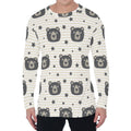 Cute Black Bear Pattern Print Men's Long Sleeve T-Shirt