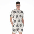 Cute Black Bear Pattern Print Men's Romper
