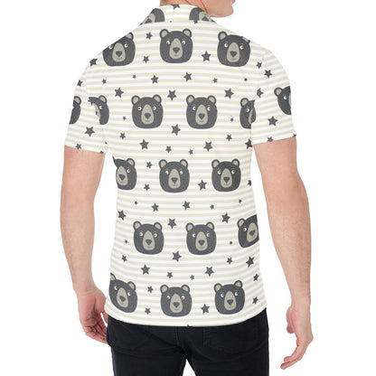 Cute Black Bear Pattern Print Men's Shirt