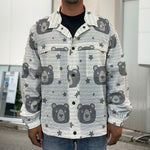 Cute Black Bear Pattern Print Men's Shirt Jacket