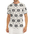 Cute Black Bear Pattern Print Men's Short Sleeve Rash Guard