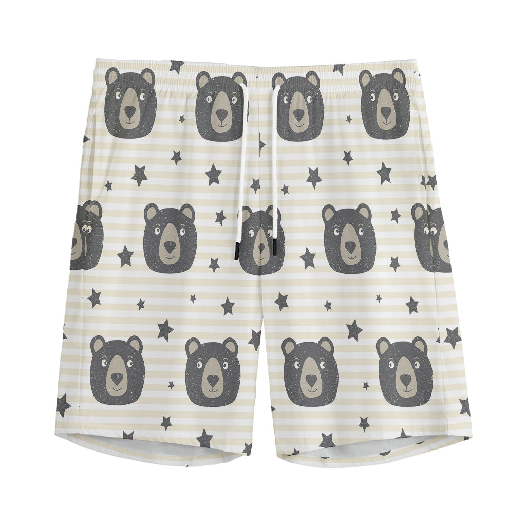 Cute Black Bear Pattern Print Men's Sports Shorts