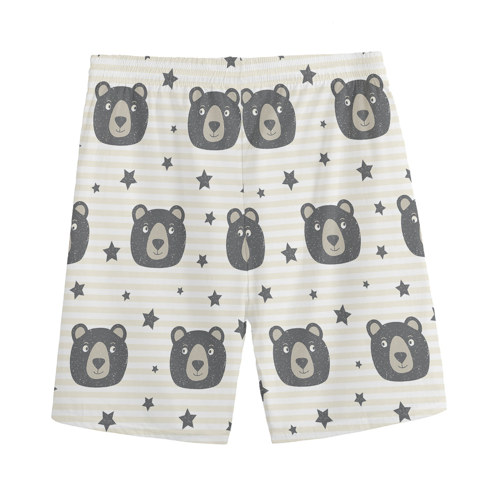 Cute Black Bear Pattern Print Men's Sports Shorts