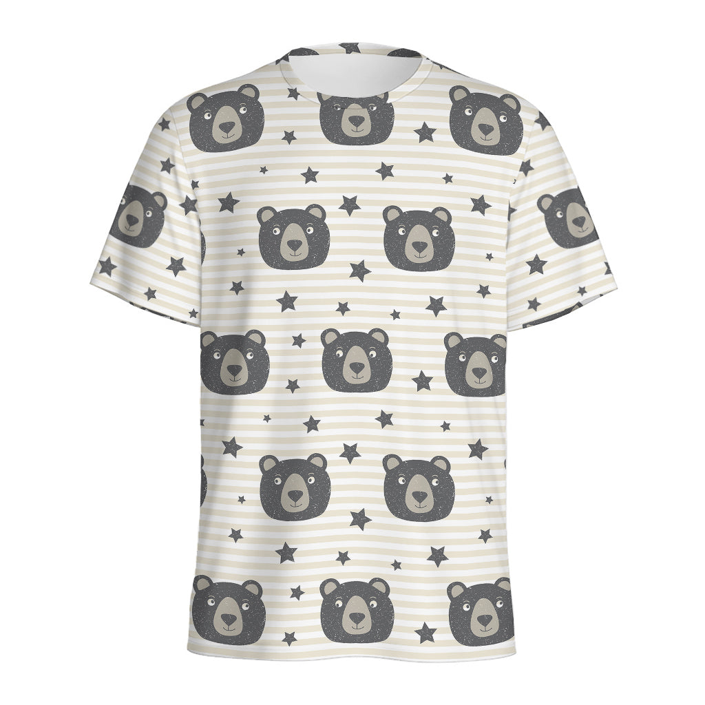 Cute Black Bear Pattern Print Men's Sports T-Shirt