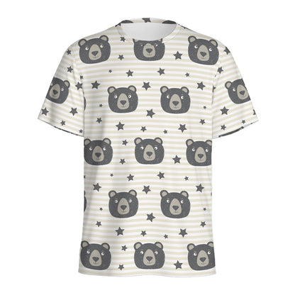 Cute Black Bear Pattern Print Men's Sports T-Shirt