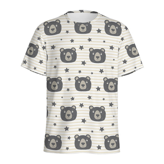 Cute Black Bear Pattern Print Men's Sports T-Shirt