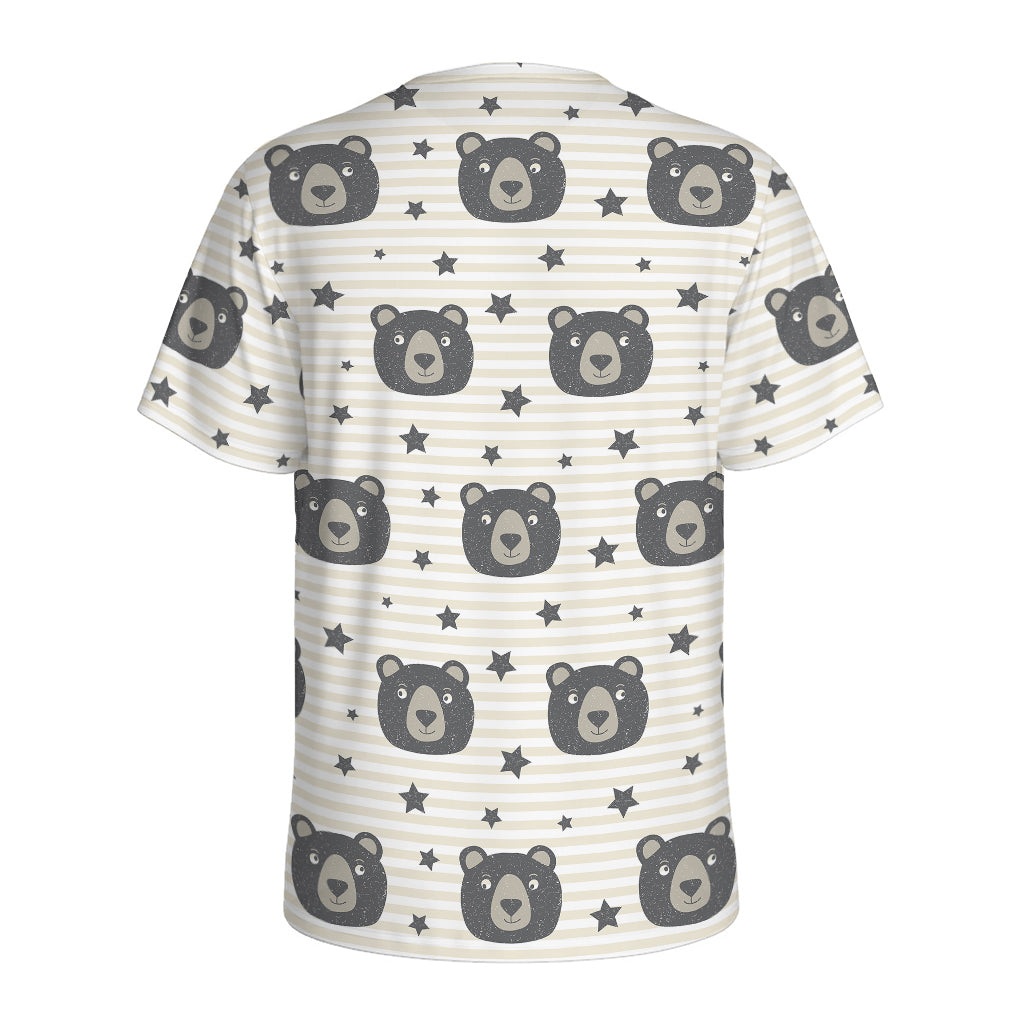 Cute Black Bear Pattern Print Men's Sports T-Shirt