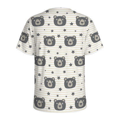 Cute Black Bear Pattern Print Men's Sports T-Shirt