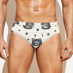 Cute Black Bear Pattern Print Men's Swim Briefs