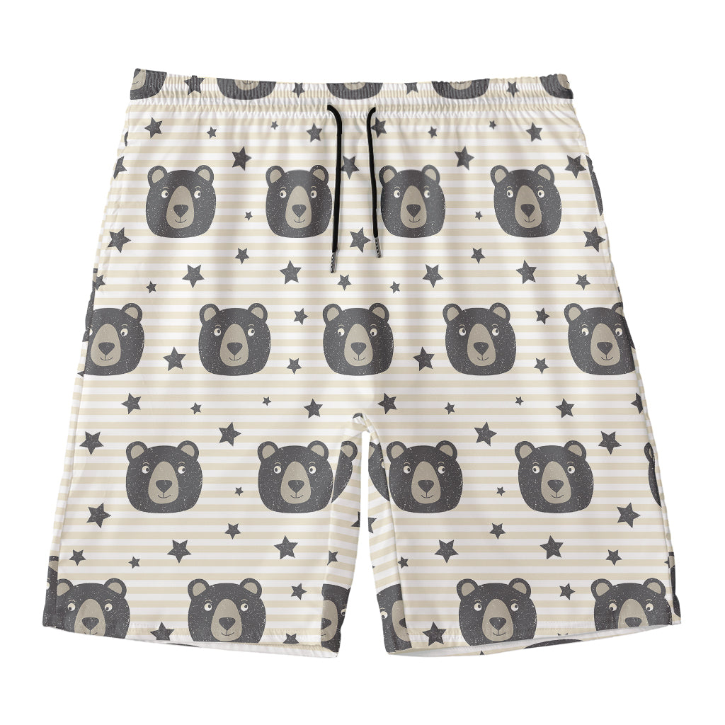 Cute Black Bear Pattern Print Men's Swim Trunks