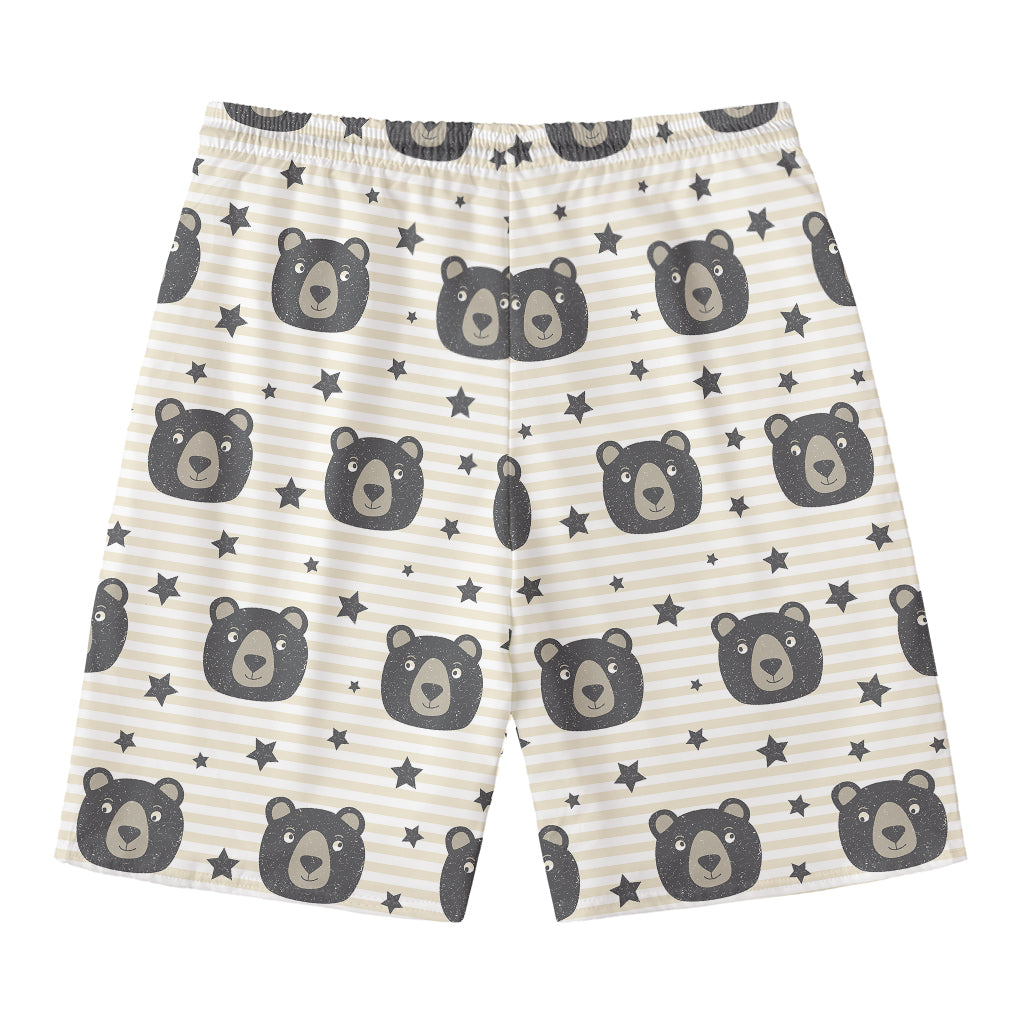 Cute Black Bear Pattern Print Men's Swim Trunks