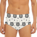 Cute Black Bear Pattern Print Men's Triangle Swim Briefs