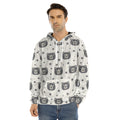 Cute Black Bear Pattern Print Men's Velvet Pullover Hoodie
