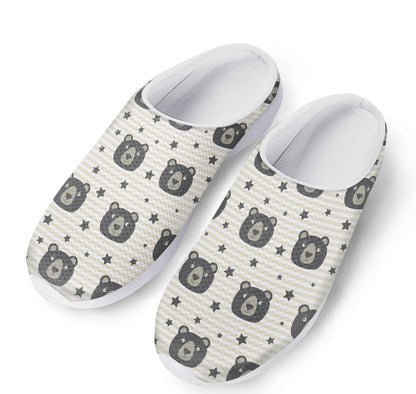 Cute Black Bear Pattern Print Mesh Casual Shoes