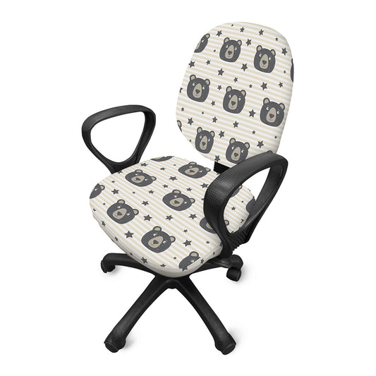 Cute Black Bear Pattern Print Office Chair Cover