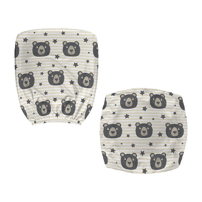 Cute Black Bear Pattern Print Office Chair Cover