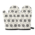 Cute Black Bear Pattern Print Oven Mitts