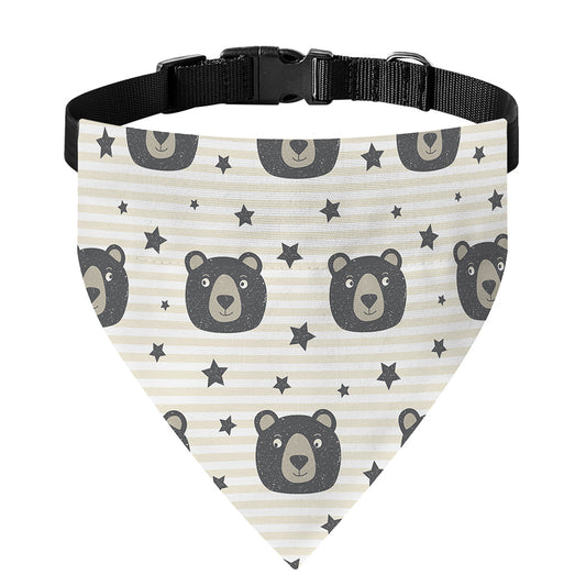 Cute Black Bear Pattern Print Over The Collar Dog Bandana