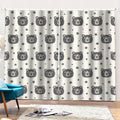 Cute Black Bear Pattern Print Pencil Pleat Curtains
