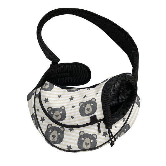 Cute Black Bear Pattern Print Pet Sling Carrier