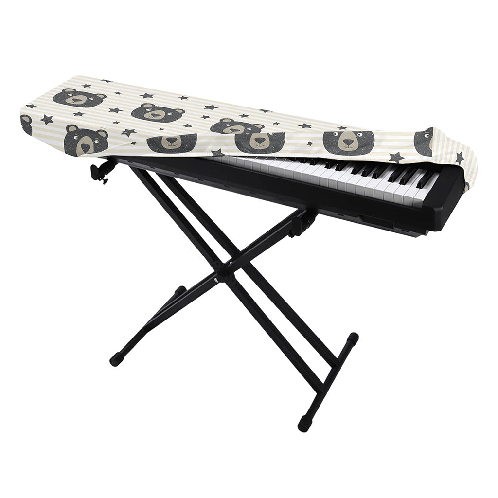 Cute Black Bear Pattern Print Piano Keyboard Cover