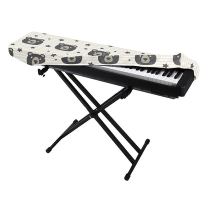 Cute Black Bear Pattern Print Piano Keyboard Cover