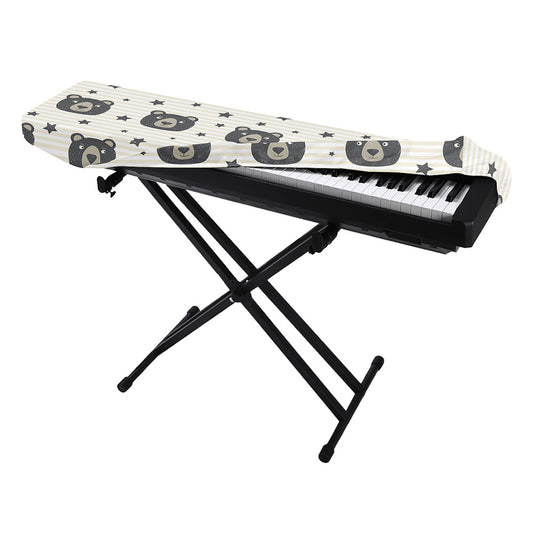Cute Black Bear Pattern Print Piano Keyboard Cover