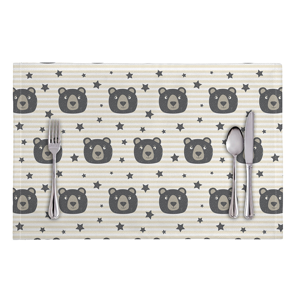 Cute Black Bear Pattern Print Placemat