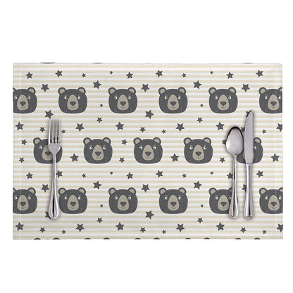 Cute Black Bear Pattern Print Placemat