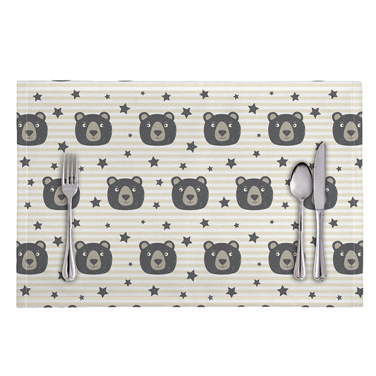 Cute Black Bear Pattern Print Placemat
