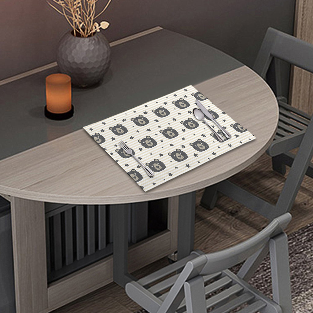 Cute Black Bear Pattern Print Placemat
