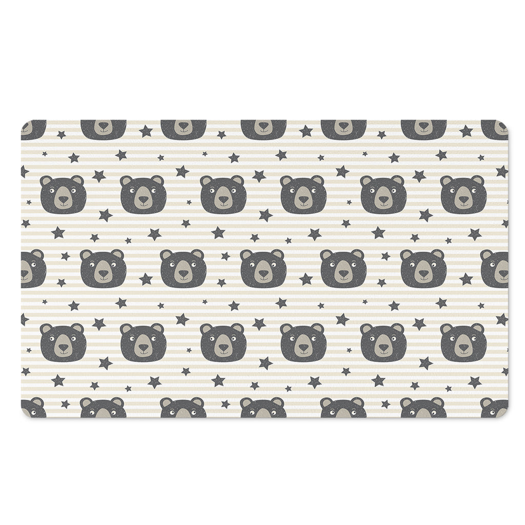 Cute Black Bear Pattern Print Polyester Doormat