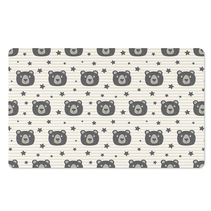 Cute Black Bear Pattern Print Polyester Doormat