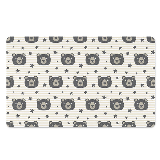 Cute Black Bear Pattern Print Polyester Doormat