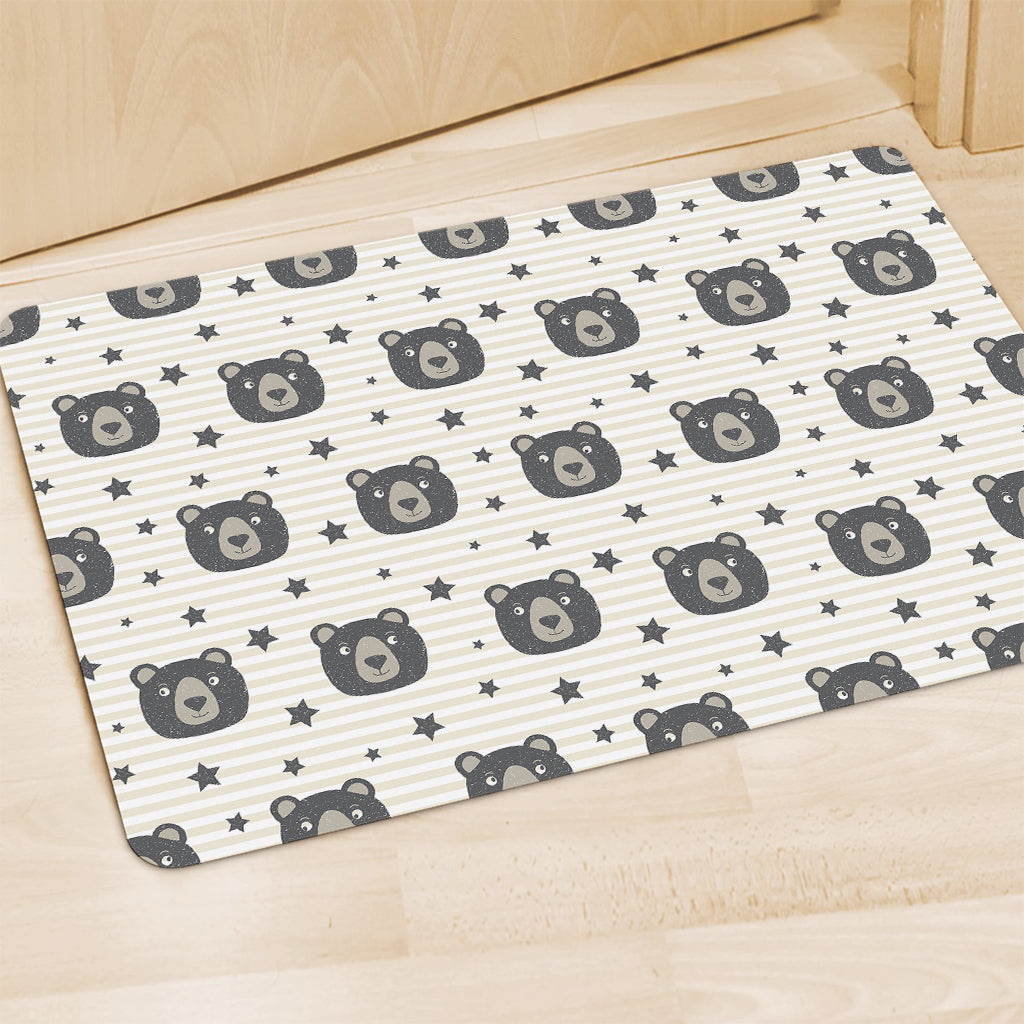 Cute Black Bear Pattern Print Polyester Doormat