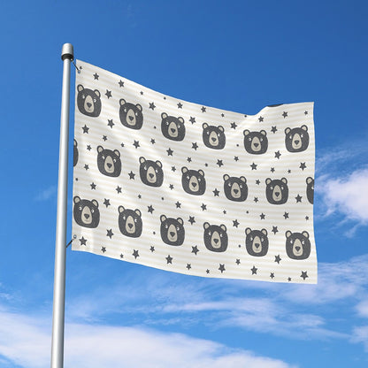 Cute Black Bear Pattern Print Polyester Flag